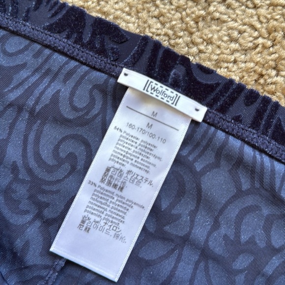 Wolford Ada Leggings Sapphire Blue Velvet Pattern Leggings - Picture 4 of 8